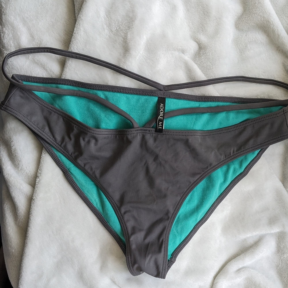 Adore Me Swim Bikini Bottom, Large Gray
